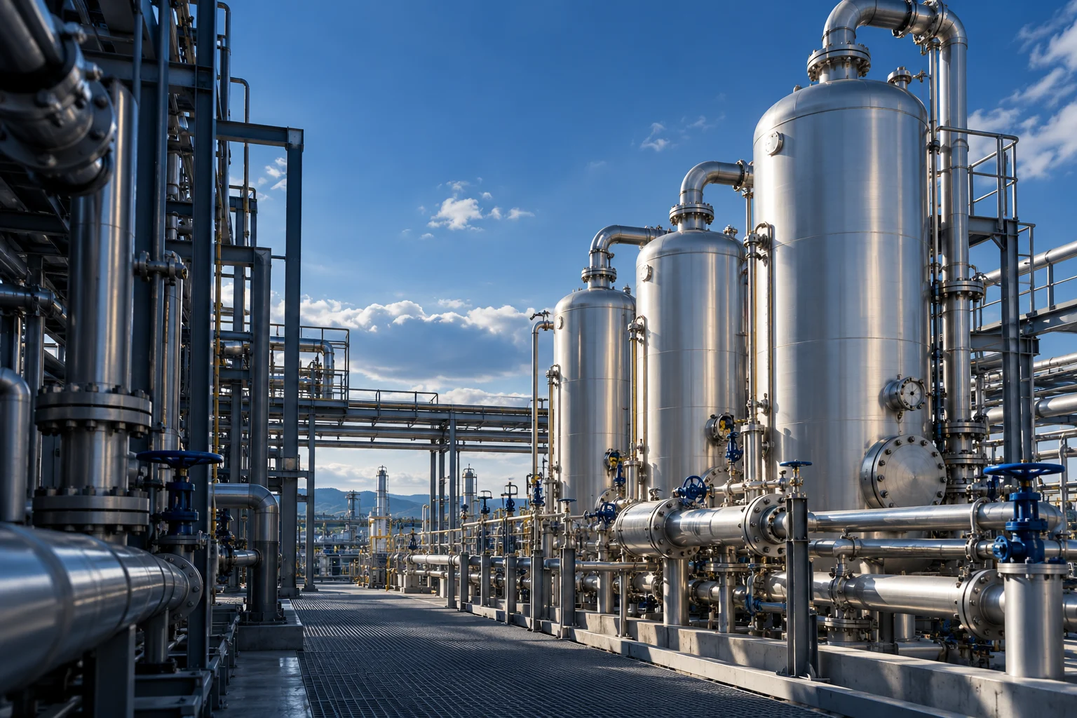 Industrial pressure vessels and connected pipework